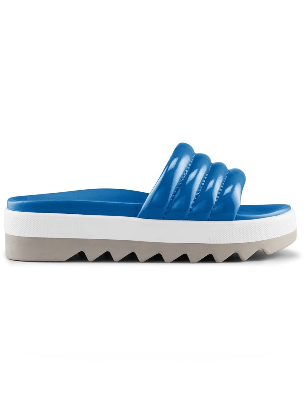 Puffy Leather Slide Sandals Blue Chunky Platform Size 7 Cougar Prato